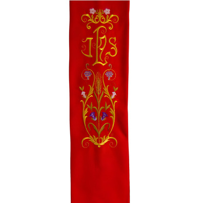 Estolón de terlenka con bordado doble especial de IHS rojo