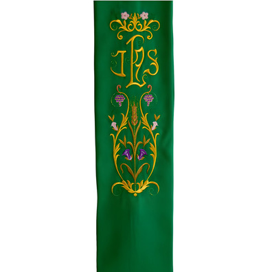 Estolón de terlenka con bordado doble especial de IHS verde