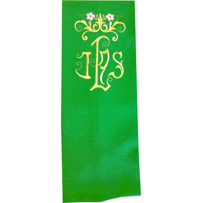 Estolón en los cuatro colores litúrgicos con IHS bordado verde
