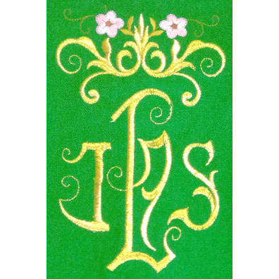 Estolón en los cuatro colores litúrgicos con IHS bordado verde