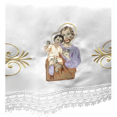 Mantel de altar con bordado de San José