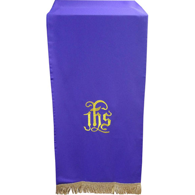Paño cubre atril con IHS bordado morado