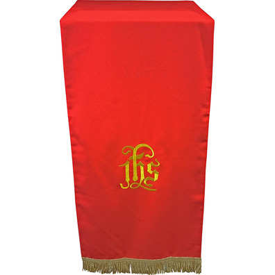 Paño cubre atril con IHS bordado rojo