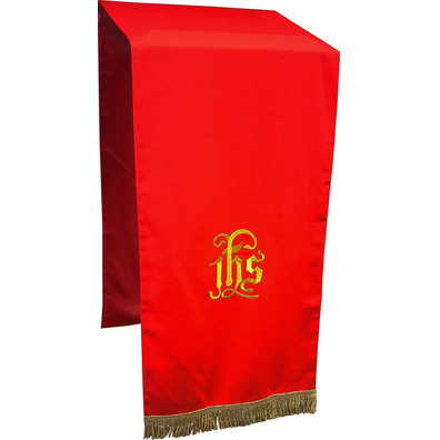 Paño cubre atril con IHS bordado rojo