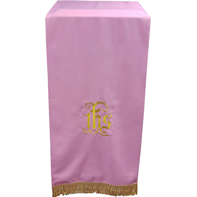Paño cubre atril con IHS bordado rosa