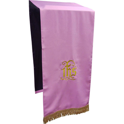 Paño cubre atril con IHS bordado rosa