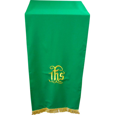 Paño cubre atril con IHS bordado verde