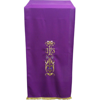 Paño de atril con IHS y otros bordados litúrgicos morado