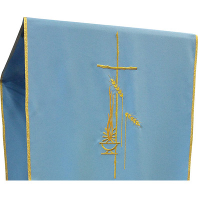 Paño de atril de poliéster con fleco de oro azul