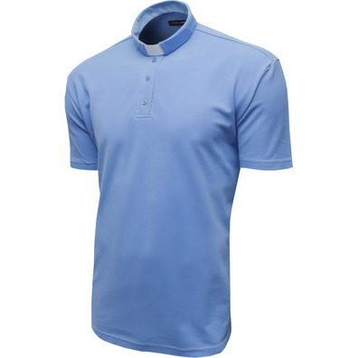 Polo con alzacuellos para cura | Color azul celeste M/C