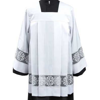 Roquete blanco con puntilla IHS