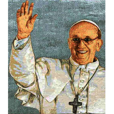 Tapiz del Papa Francisco saludando