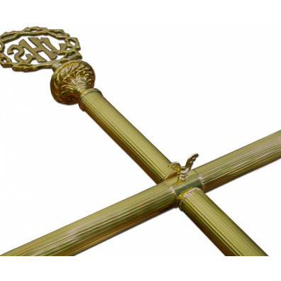 Vara porta estandarte de bronce con IHS