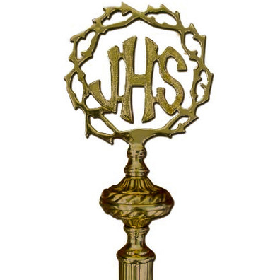 Guión porta estandartes decorado con IHS
