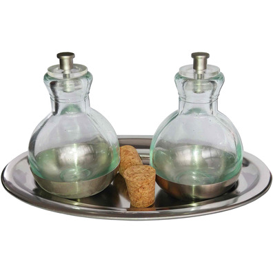 Vinajeras de cristal y acero inoxidable
