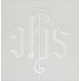 Conjunto de altar con IHS bordado en hilo blanco