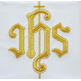 Conjunto de altar con IHS bordado con hilo dorado