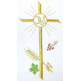 Alba blanca con Cruz, IHS, espigas y uvas bordadas