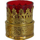 Lámpara de velas con vaso de cristal rojo