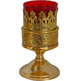 Lámpara de velas con vaso de cristal rojo