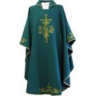 Casulla de poliéster con Cruces bordadas verde