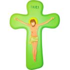 Crucifijo de pared infantil verde