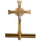 Cruz parroquial de fundición con baño dorado