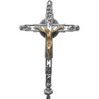 Cruz procesional cromada con Cristo dorado 