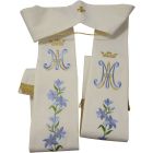 Estolas sacerdotales marianas | Bordado monograma y flores