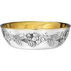 Patena de plata con uvas y espigas en relieve