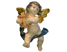 Ángel con arpa fabricado en marmolina