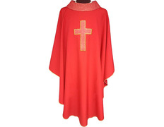 Casulla cuatro colores | Bordado Cruz latina rojo