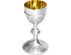 Cáliz en alpaca con grabados litúrgicos