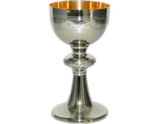 Cáliz de metal niquelado con patena