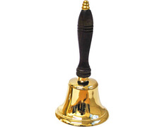 Campanilla de bronce con mango de madera