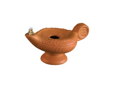 Candelero de cerámica color terracota para cera líquida