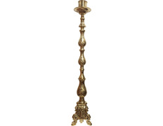 Candelero de pie en bronce con base triangular