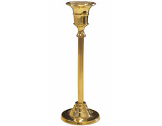 Candelero para una vela fabricado en metal dorado