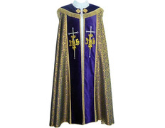 Añadir a la cesta Capa pluvial de tela brocada y terciopelo morado Capa pluvial de tela brocada y terciopelo morado