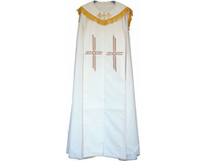 Capa pluvial de poliéster con fleco dorado blanco