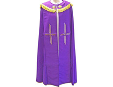 Capa pluvial de poliéster con fleco dorado morado