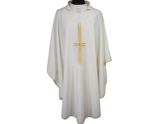 Casulla con Cruz bordada | Cuatro colores litúrgicos blanco