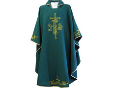 Añadir a la cesta Casulla de poliéster con Cruces bordadas verde Casulla de poliéster con Cruces bordadas verde