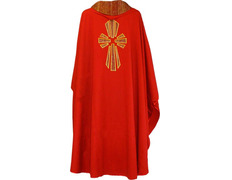 Casulla de lana con Cruz de seda rojo
