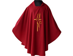 Casulla bordada | 75% poliéster y 25% lana rojo