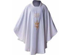 Casulla de poliéster y lana con IHS dorado blanco