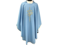 Casulla barata con estola lisa azul