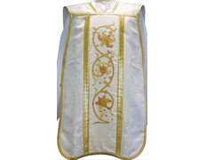 Casulla romana de tela damasco beige