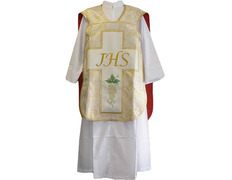 Casulla romana en brocado beige y oro