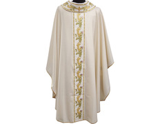 Casulla sacerdotal de lana, viscosa y poliéster beige